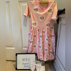 Girls 6/7 Eleanor Rose Valentines Dress and Bow